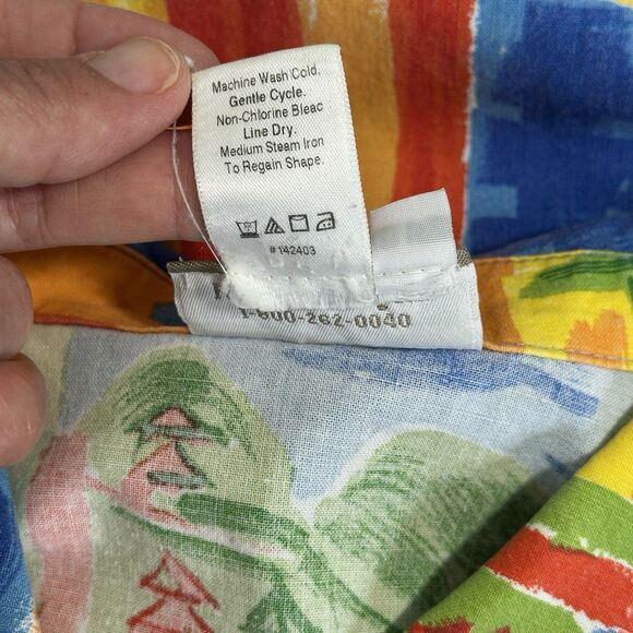 Vtg Coldwater Creek Top Womens L Colorful Tropical Boxy Button Shirt Art to Wear - Picture 13 of 13